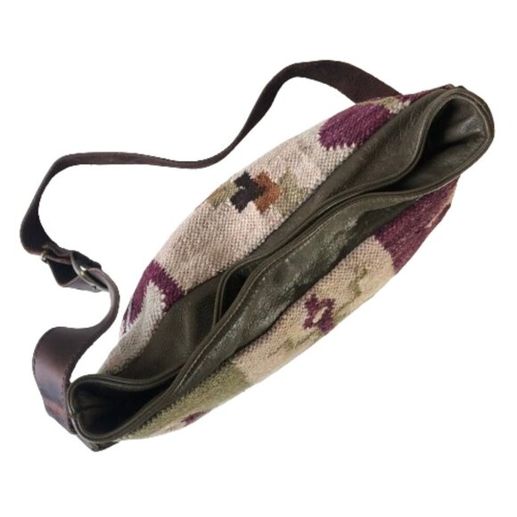 Kilim carpet or tapestry leather bag handbag purse - Picture 3 of 16